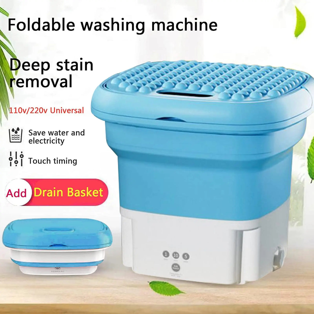 Folding Portable Washing Machine With Dryer Bucket for Clothes Socks Underwear Mini Cleaning Machines Centrifugal Washer Travel