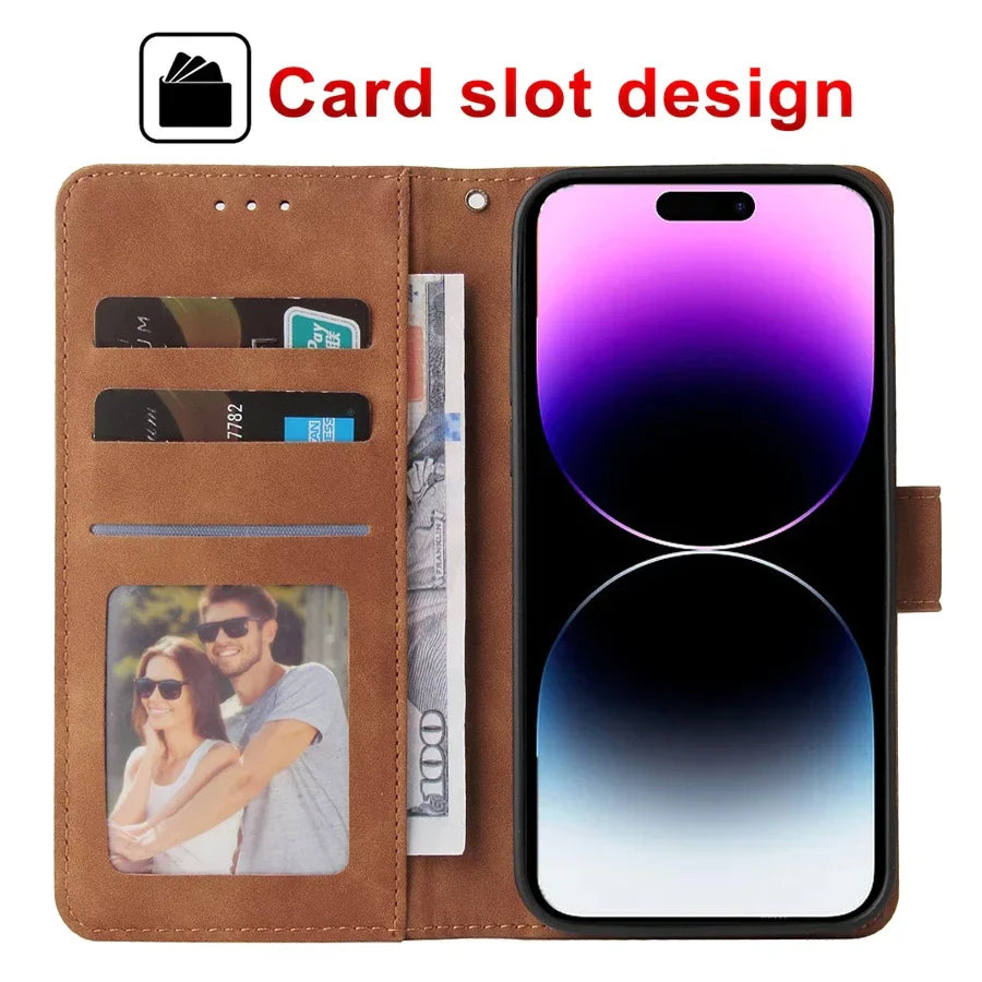 ZZXX Leather Wallet Phone Case For iPhone 15 Pro Max 14 13 Mini 12 11 XS XR X SE 2022 8 7 6 6s Plus Flip Card Slot Holder Cover