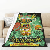 S-SpongeBobs Cartoon Sofa Blankets & Throws Fluffy Soft Blankets for Bed Child Blanket Furry Throw Double Decorative Anime Kid's