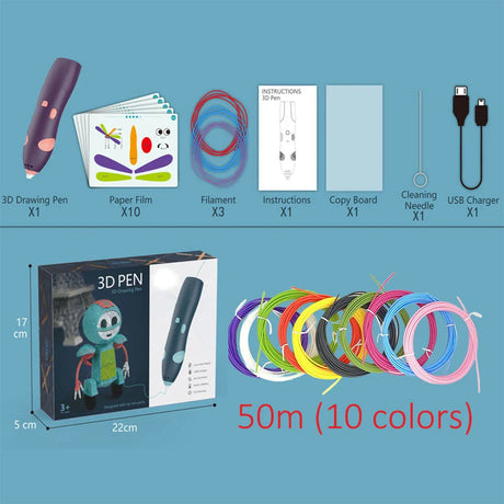 Wireless 3D Doodle Pen for Kids - Low Temp Creative Art Tool for Fun Crafts and Learning