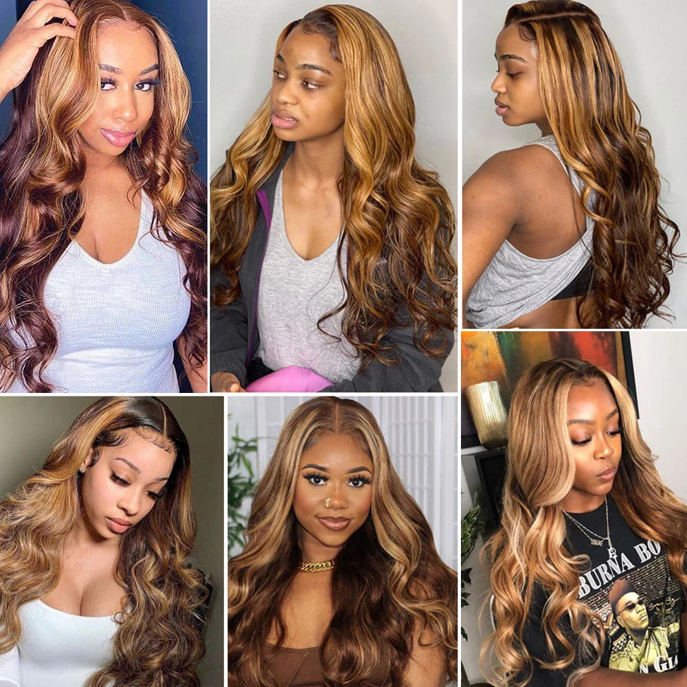 Body Wave Highlight Wig Human Hair 13x6 Hd Lace Frontal Wig Pre Plucked 13x4 Honey Blonde Lace Front Wigs For Women Glueless Wig