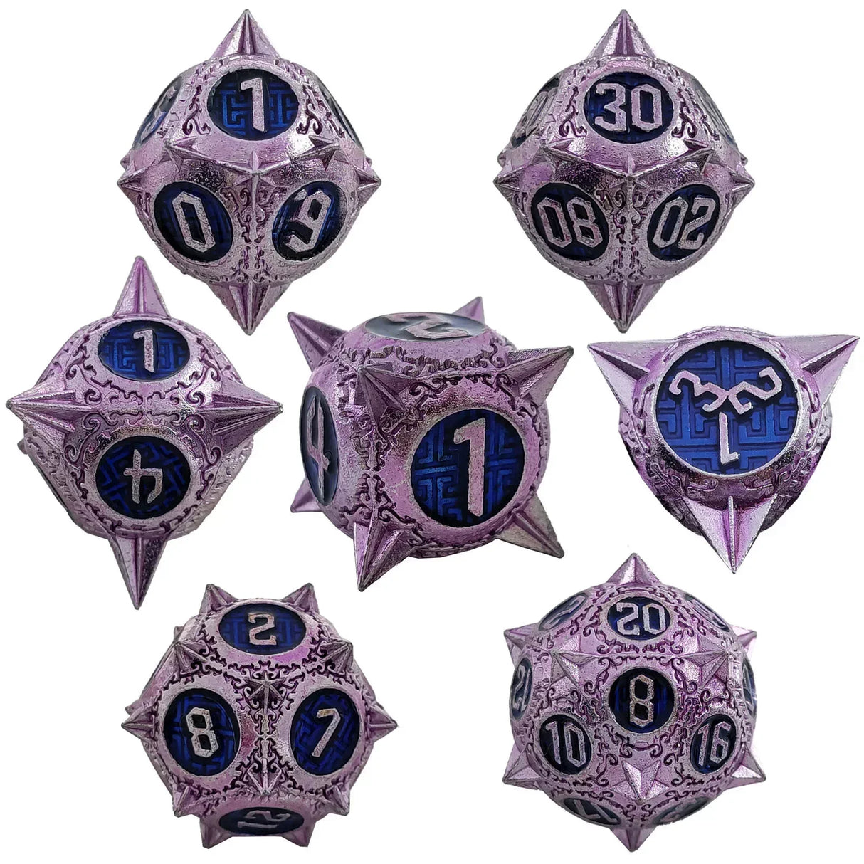 7pcs Solid Metal Dice Beautiful and Finely Crafted Number Dice Set for Dnd TRPG RPG Cthulhu Dice Running Team Desktop Decoration