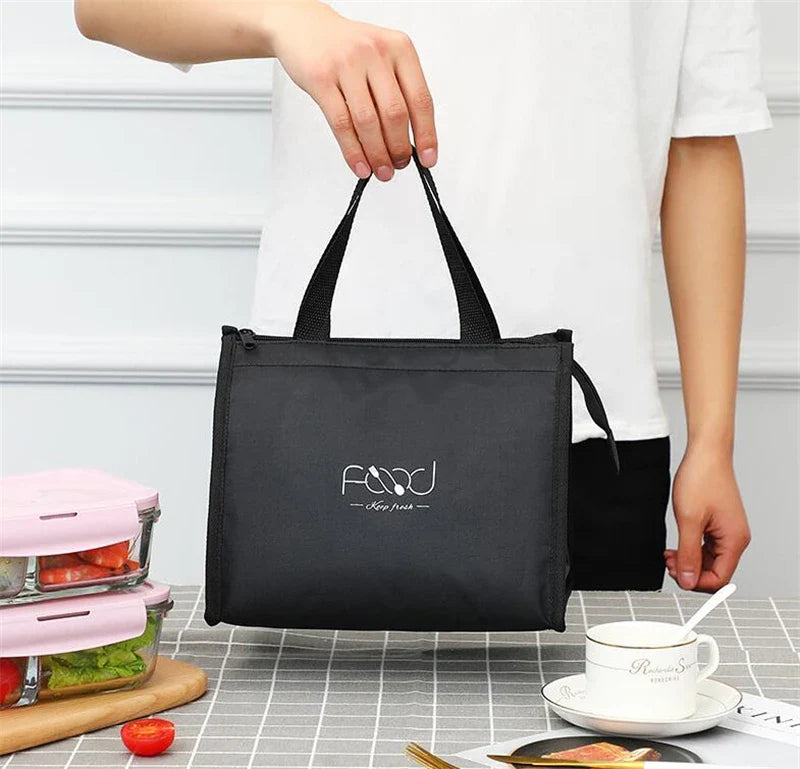 New Insulated Lunch Bag Durable Carry Pouch High Capacity Thermal Insulated Lunch Box Zipper Tote Cooler Box Work Lunch Pouch