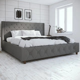 Mercer Upholstered Bed, King Gray Linen  muebles de dormitorio  queen bed frame  bunk beds for kids loft bed