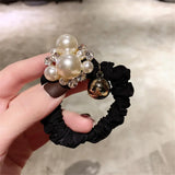 Luxury Rhinestone Pearl Hair Ties Ropes Women Girls Exquisite Elastic Crystal Beaded Ponytail Holder Scrunchies