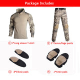 Tactical Camouflage Military Uniform Clothes Suits Men US Army Clothes Airsoft Hunting Suit Combat Shirt + Cargo Pants+4 Pads