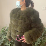 WEFURLENA 2023 New Real Fur Coat  Winter Jacket Women natural large wool fox fur coat Street warm long sleeve detachable vest