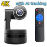 4K PTZ Webcam AI Function with Mics Camera 4X Digital Zoom Auto Track Focus for Youtube Living Stream Online Meet Video Camera