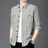 2023 Spring and Autumn Men's New Fashion with True Pocket Polo Collar Long Sleeve Shirt Plaid Business Casual Versatile Top