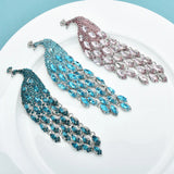 Wuli&baby Big Lusury Peacock Brooches For Women Lady Beauty Rhinestone Tassel Tail Bird Party Office Brooch Pin Gifts