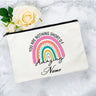 White Personalized Name Bag woman rainbow print Makeup Bag Storage Pouch Toiletries storage Cosmetic Pocket Gift for teachers