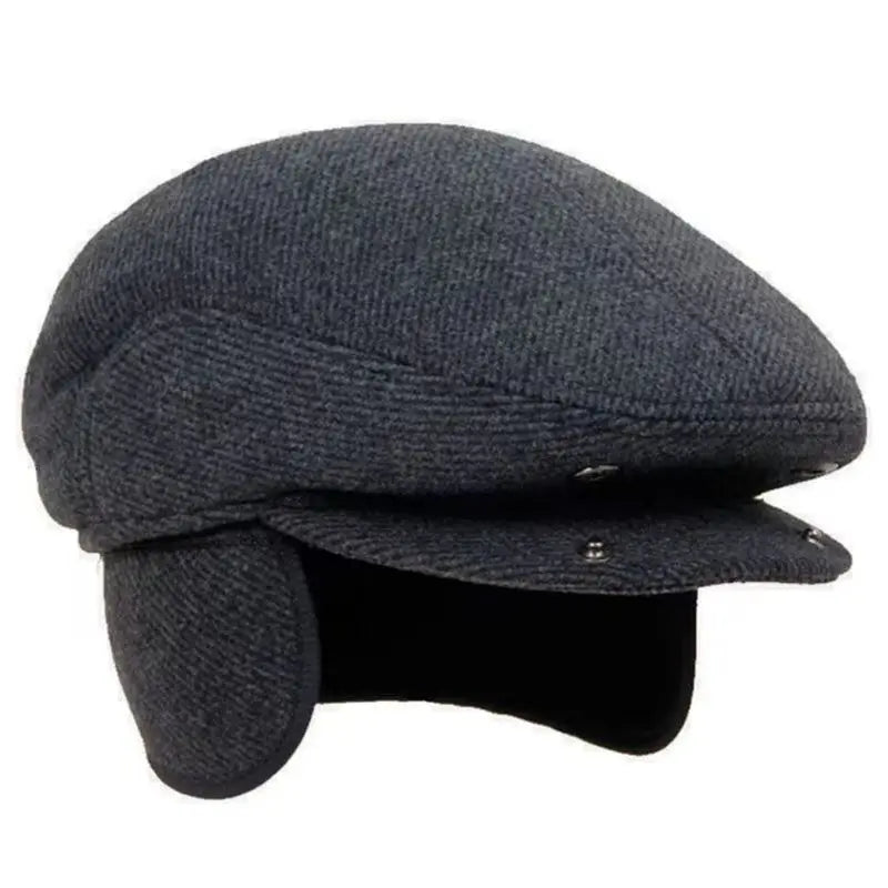 Big Head Circumference Men's Hat Autumn And Winter Warm Beret Spring And Autumn Fleece-lined Earflaps Peaked Cap Small Size