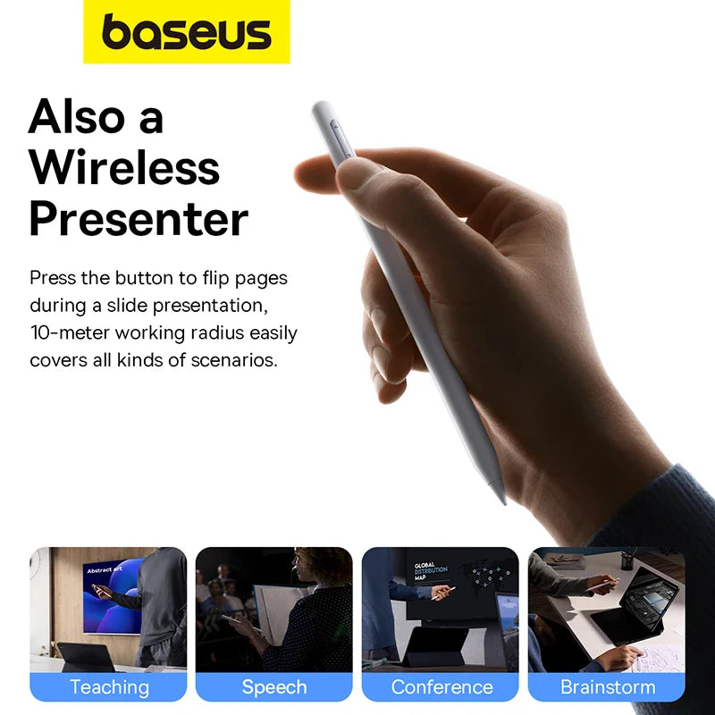 Baseus Wireless Charging Stylus Gen3 with Remote Page-Flipping Palm Rejection Touch Pens with Tilt Sensitivity for iPad Pro