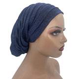 Glitter Pleated African Turban Cap Women's Head Wraps Nigeria Party Headpiece Female Wedding Auto Gele Headdress Beanie