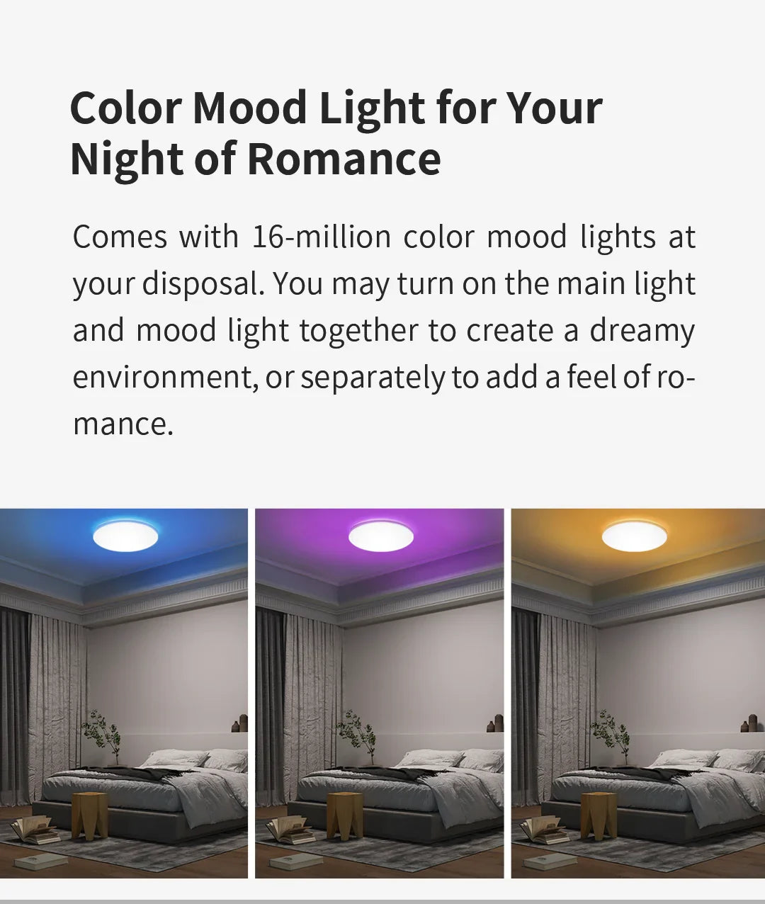 Yeelight Smart Led RGB Ceiling Light Wifi 24W Dimmable 2700K-6500K Ultra Thin Smart Voice Control work with APP Homekit Mi home