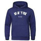 NEW YORK Letter U.S.A City Print Hoody Men Fashion Casual Long Sleeves Hooded Loose Oversize Pullover Hoodie Street Sweatshirt