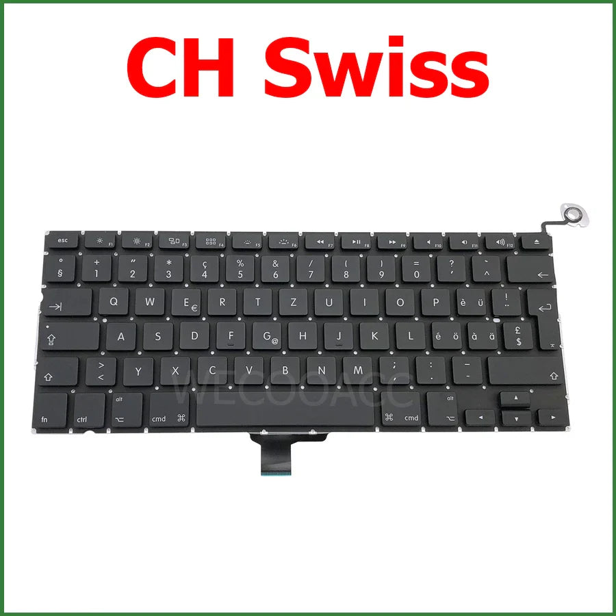 New Replacement Keyboard For Macbook Pro 13" A1278 Keyboard UK US RU DE PT CH SE HU NO DK KR Layout 2009 2010 2011 2012 Year