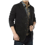 New Men Blazer Spring Autumn Cotton Denim Jackets Business Casual Slim Fit Solid Color Outwear Male Coat M-5XL Hot Selling