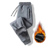 Thickened Fleece Pants Casual Cotton Trousers Winter Lambswool Pants Down Pants Men Jogging Sportwear Solid Drawstring Trousers