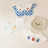 3Pcs Set INS Korean Style Baby Cotton Bibs Cartoon Embroidery Burp Cloths Boys And Girls Care Saliva Towel Kids Accessories