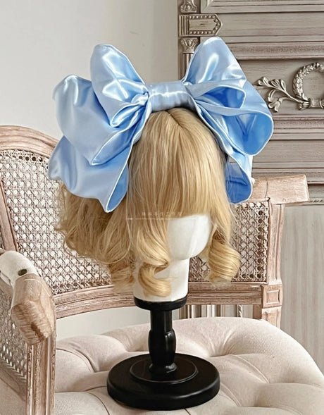 Lolita Handmade Cute Headwear Girls Oversized Bow Headband Lolita Hair Accessories Satin Multicolor