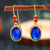 Bohemian Water Drop Blue Stone Earrings for Women Tibetan Jewelry Fashion Cubic Zircon Dangle Earrings Accessories