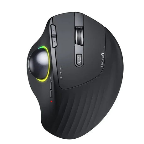 ProtoArc EM01 Trackball Mouse RGB Wireless 2.4G Bluetooth Ergonomic Mouse Rechargeable Rollerball Mice for Laptop PC iPad Mac