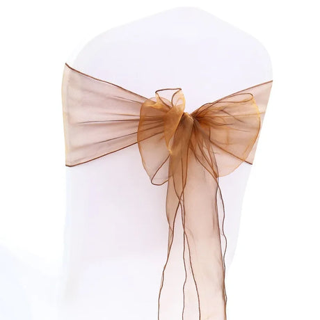 10/50/100Pcs Organza Chair Sashes Knot Bands Chair Bows For for Wedding Party Banquet Event Country Wedding Chair Decoration