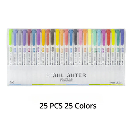 5/15/25 Colors Double Headed Highlighter Pen Set Fluorescent Drawing Markers Highlighters Pens Art Cute Pastel Stationery