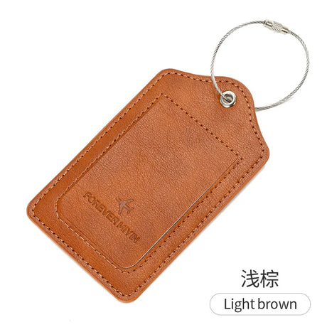 PU leather luggage tag With Anti Loss Wire Rope Loop Small And Versatile Unisex Luggage Tag Suitable For Luggage And Travel Bags