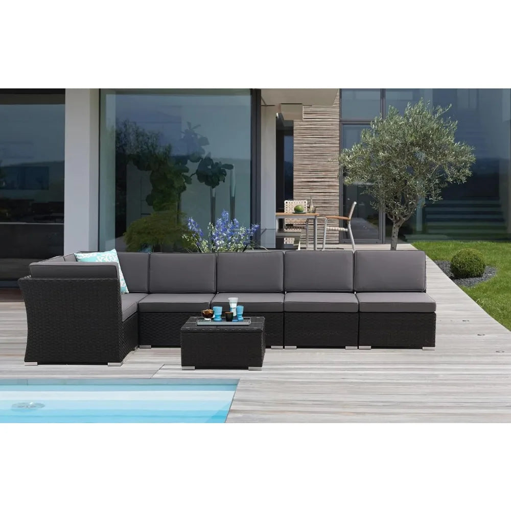 Patio Furniture Outdoor Set, Terrace Sofa Set, All-weather PE Rattan with Padded Cushions, Garden Furniture Sets