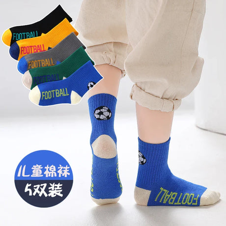 CHILDREN WIT Spring&Autumn Children Socks Cotton Football Student Boys Girls socks 3-12 Year Kids Socks 5 Pairs / Lot