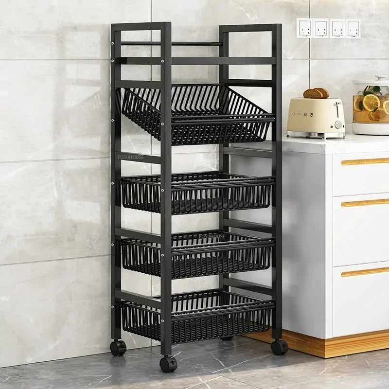 Home Kitchen Trolley Multifunction Oven Microwave Cart Moving Floor Fruit Vegetable Storage Cart Kitchen Island Trolley Cart Z