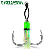 KATYUSHA 5Pcs Metal Lron Hook for Tying Hair Fish Skin Sea Fishing Double Hook Auxiliary Hook for Lure Fishing Hooks Wholesale