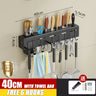 Stainless Steel Kitchen Storage Rack Wall-mounted Multifunctional Storage Knife Rack with Multiple Brackets and Hooks