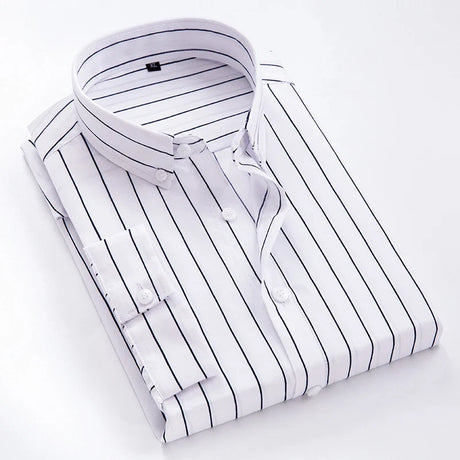 Men's Striped Long Sleeved Shirt 2023 Autumn High-quality Fashionable Business Slim Fitting Formal Shirt Winter Thickened Shirt