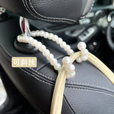 Car Rear Seat Hook White Pearl Hanger Car Hook Half Open Design Auto Hook Stainless Steel Car Seat Headrest Hooks Car Accessorie