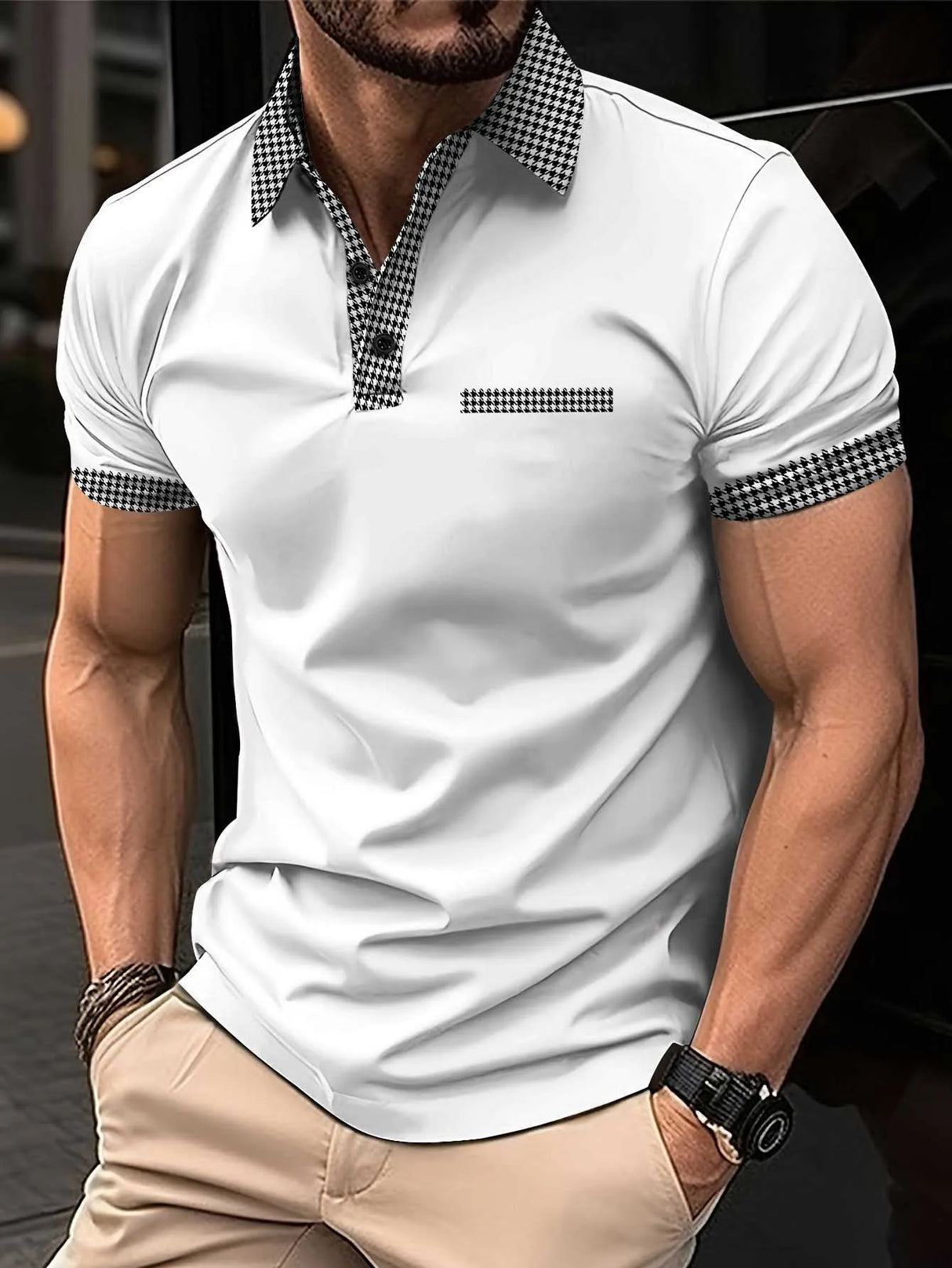 Euro size Fashion Boutique Men's Polo Shirt Summer Casual Business Versatile Clothing Comfortable Breathable Polo sleeve Top