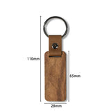 50Pcs Rectangular Wood Keychains Blank PU Leather Keyrings Wood Pendant Key Chain