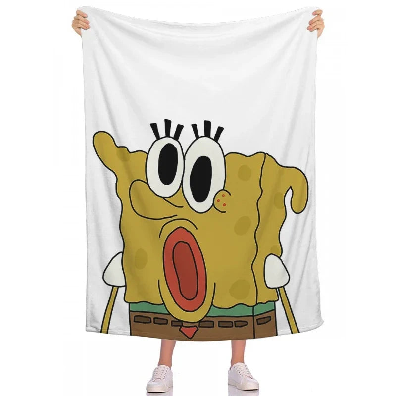 Fluffy Blankets Children Room S-Spongebobs Picnic Nap Sleep Camp Sofa Bedspread Baby Soft Blanket Flannel Wedding Birthday Gift