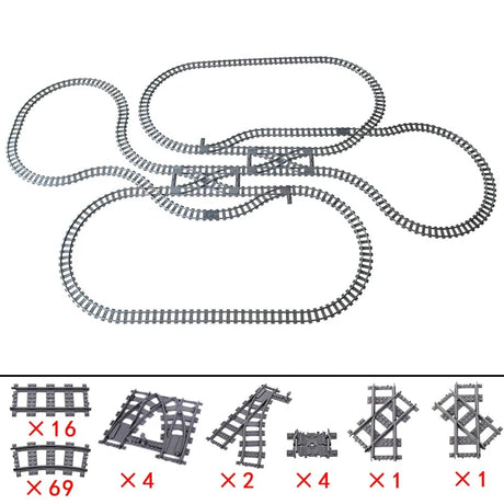 NEW City Trains Flexible Tracks Soft Straight Curved Rails Switch Building Block Creative Models Tailways Toys For Kids Gifts