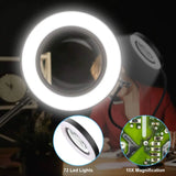 NEW 72LEDS  Illuminated Magnifier USB 3 Colors LED Magnifying Glass for Soldering Iron Repair/Table Lamp/Skincare Beauty Tool