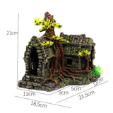 Fish Tank Plant Rockery Multi-style Aquarium Decoration,Resin Artificial Building Cave Aquarium Landscaping Ornament Decor