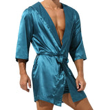 Men's Sleepwear Robe Night Clothes Silk Kimono Bathrobe Men Hooded Szlafrok Pajamas Peignoir Sleeve Ropa Sexy Hombre Man's Gown