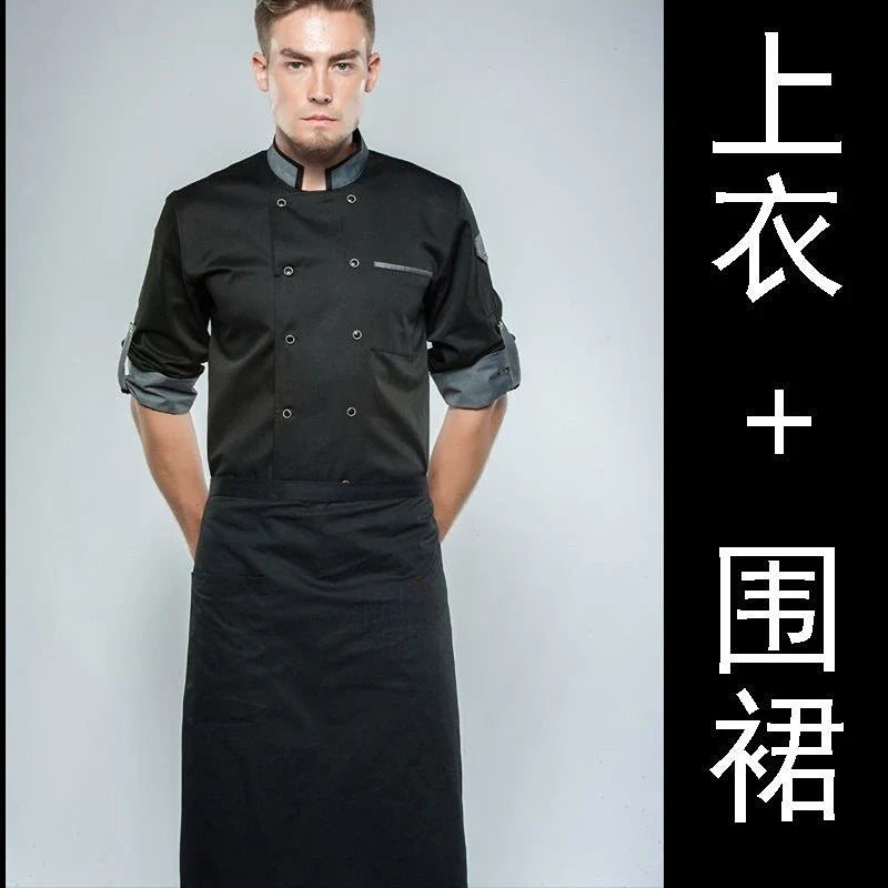 Adjustable Chef Jacket Long Sleeve Chef uniform men Unisex Cook Coat Restaurant Hotel Kitchen Wear Waiter work clothes Free Logo