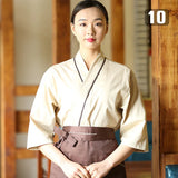 Unisex Japanese Korea Style Cook Uniform Shirts Kimono Waiter Work Wear Tops Chef Sushi Restaurant Overalls Waiter Work Jackets