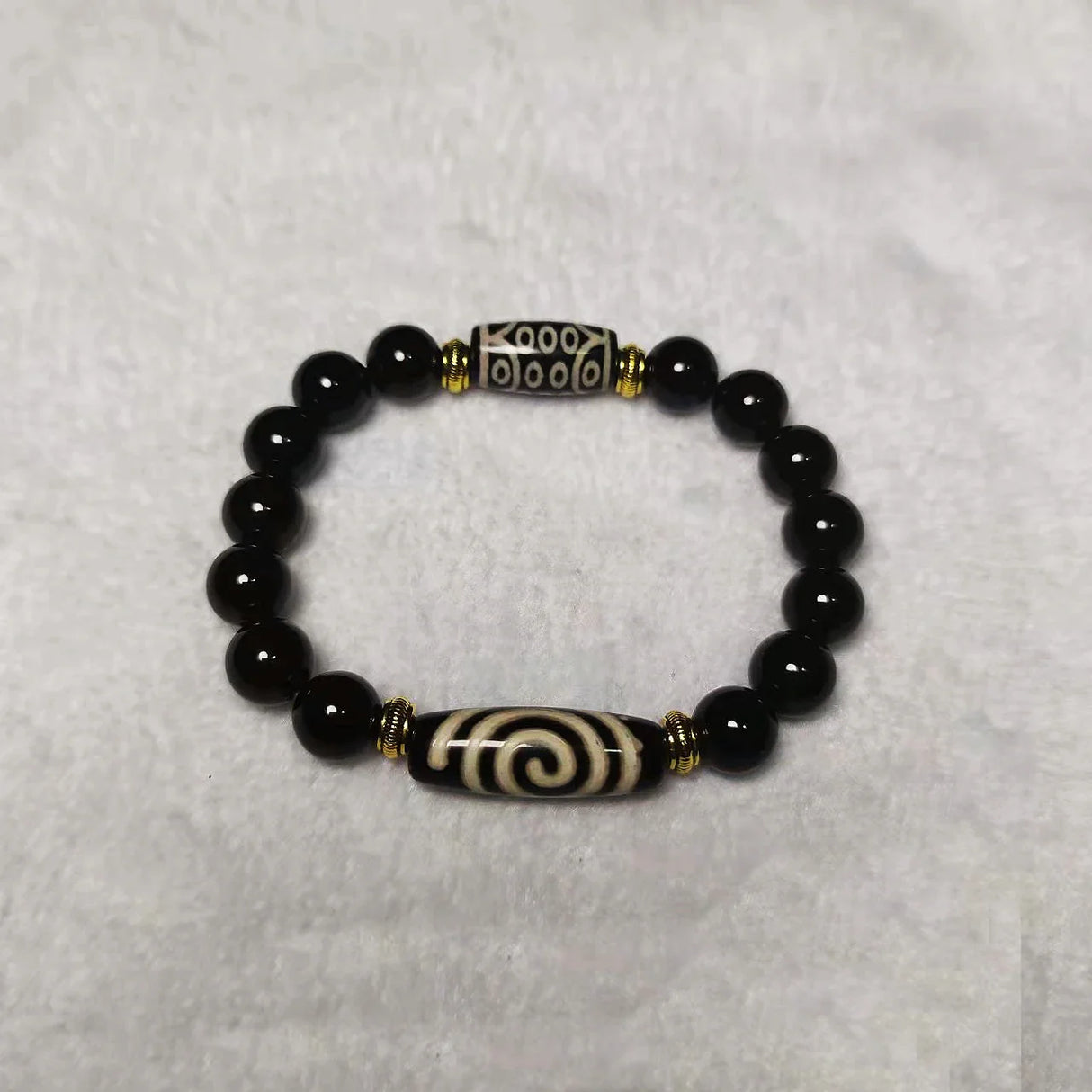 Men/Women`s Jewelry Bracelet Tibetan Spiral Ruyi 21 Eyes Totem Amulet DZI Bead 10mm Agate Beads String Free Shipping