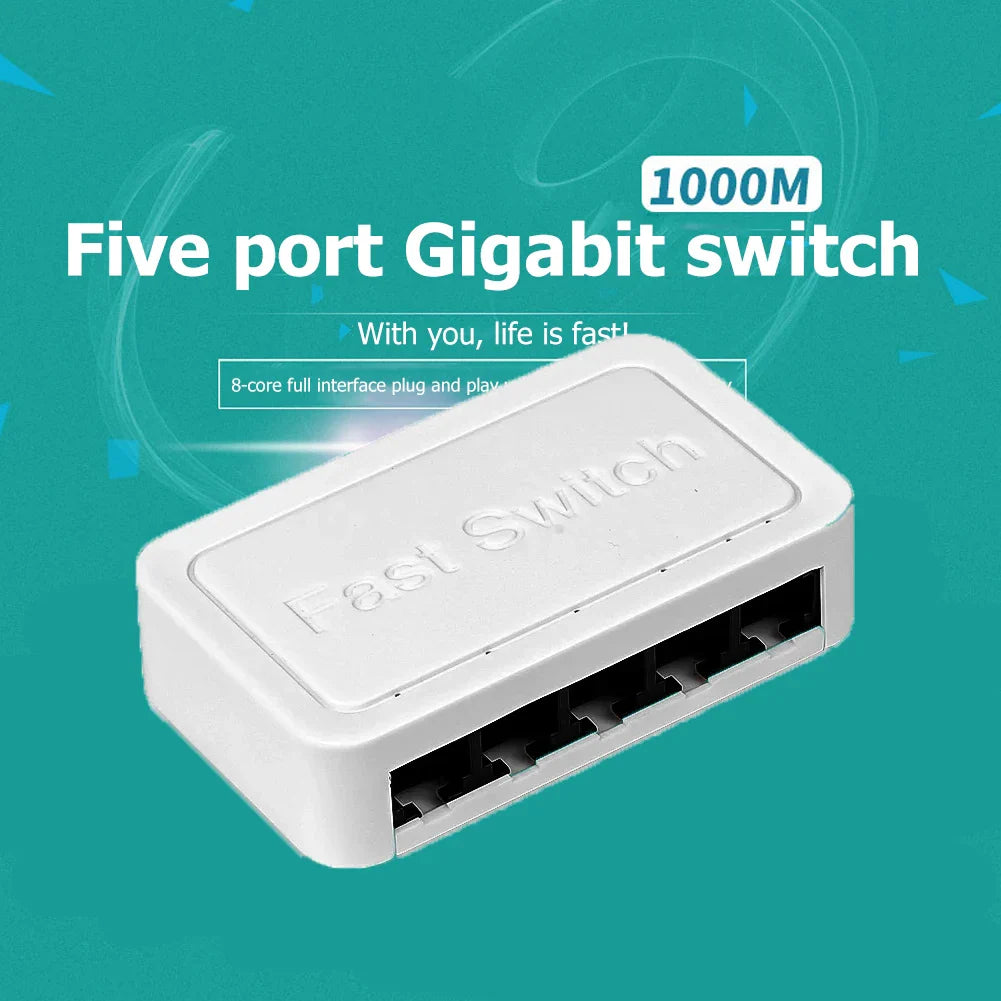 10/100 / 1000Mbps Mini Gigabit Network Switch 5 Port Ethernet Switch Internet Splitter Desktop RJ45 Hub