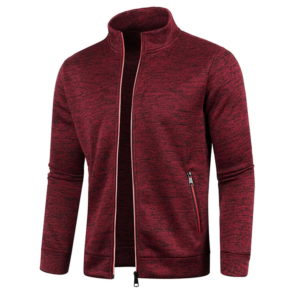 New Men's Thicken Jacket Casual Zipper Stand Collar Thermal Outerwear Slim Fit Cardigan Sweatshirts Coats