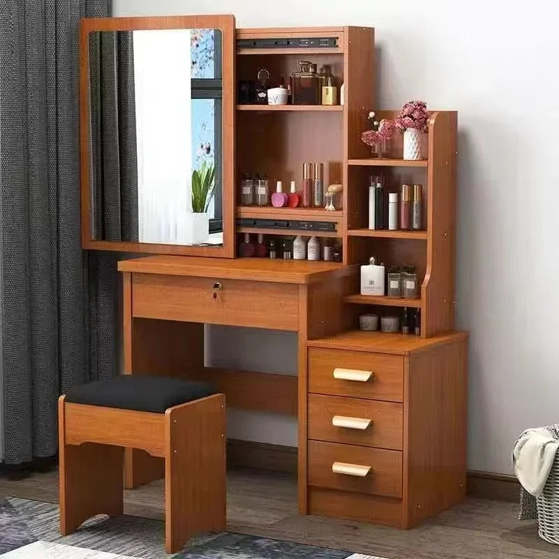 Dressing Table Length Drawers Amp Stool  Bedroom Small Apartment Simple Modern Sliding Mirror Simple Storage Cabinet Furniture